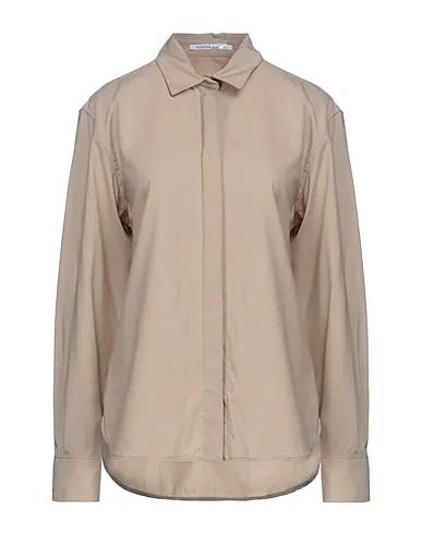 Beige Cool wool Solid color shirts & blouses