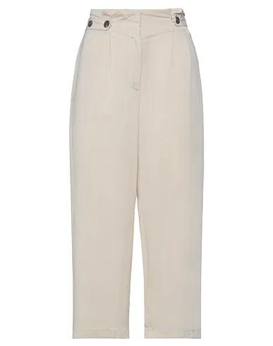 Beige Cotton twill Cropped pants & culottes