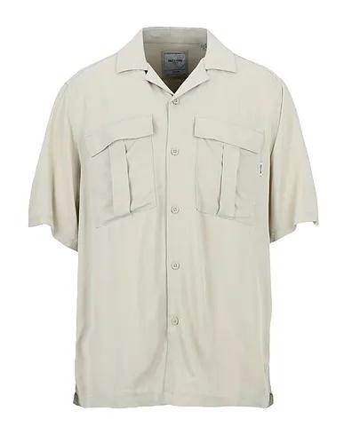 Beige Cotton twill Solid color shirt