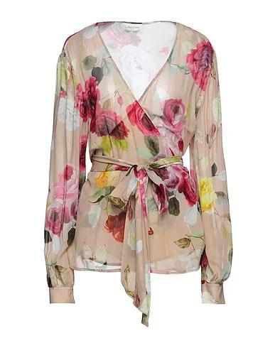 Beige Crêpe Floral shirts & blouses