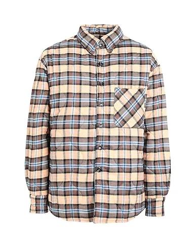 Beige Flannel Checked shirt Flannel Check Overshirt Jacket
