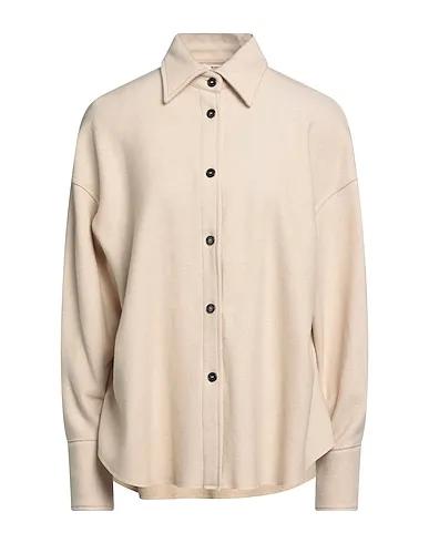 Beige Flannel Solid color shirts & blouses