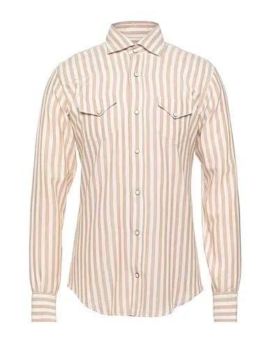 Beige Flannel Striped shirt