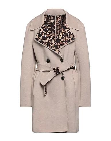 Beige Knitted Double breasted pea coat