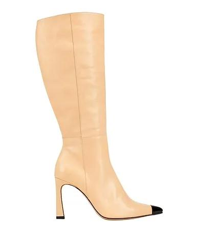 Beige Leather Boots LEATHER POINTY DETAIL BOOT
