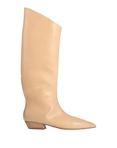 Beige Leather Boots
