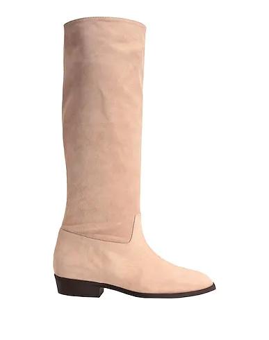 Beige Leather Boots SPLIT LEATHER TUBE BOOT
