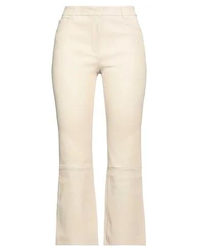 Beige Leather Casual pants
