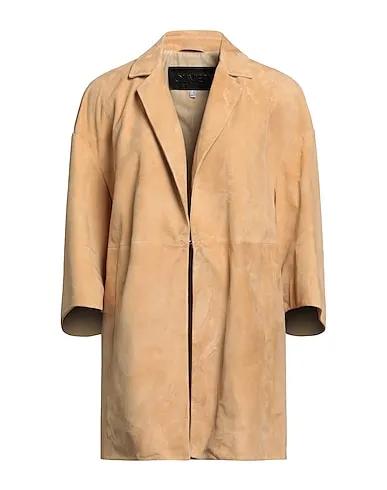 Beige Leather Full-length jacket