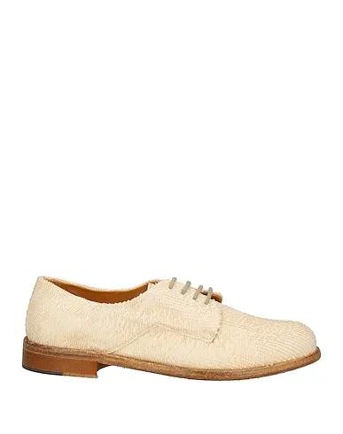 Beige Leather Laced shoes