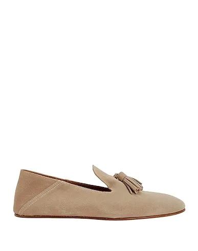 Beige Leather Loafers LEATHER FLAT SLIPPER

