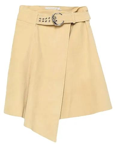 Beige Leather Midi skirt