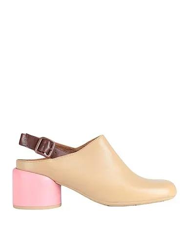 Beige Leather Mules and clogs