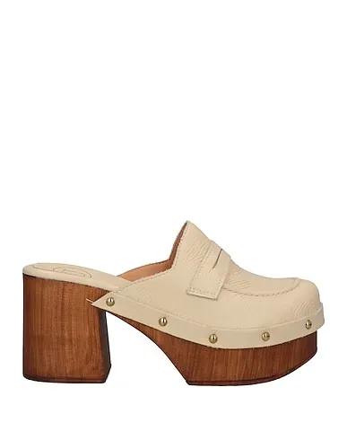 Beige Leather Mules and clogs