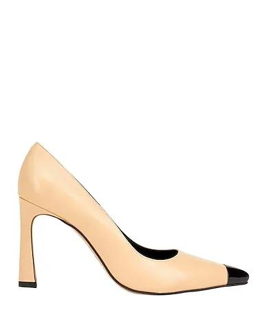Beige Leather Pump LEATHER POINTY DETAIL PUMP
