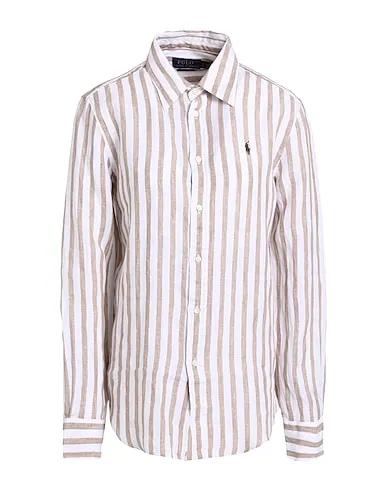 Beige Linen shirt RELAXED FIT STRIPED LINEN SHIRT
