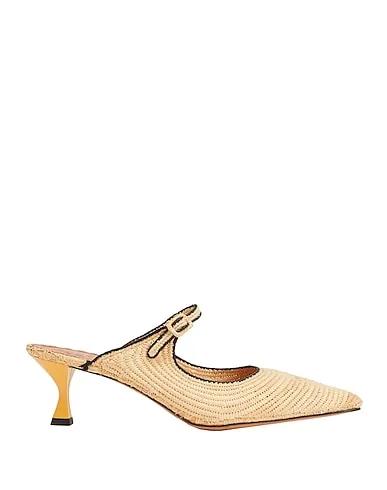 Beige Mules and clogs RAFFIA MID-HEEL POINTY MULES
