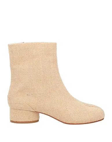 Beige Plain weave Ankle boot