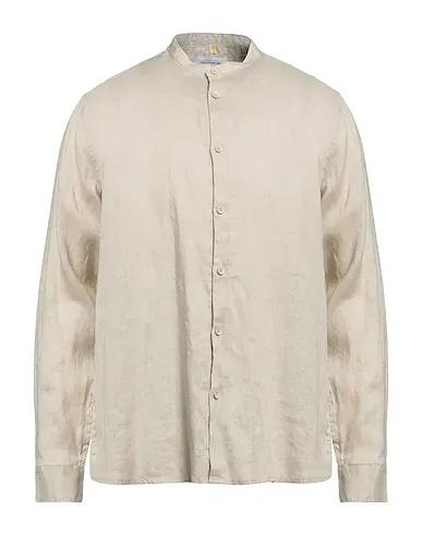 Beige Plain weave Linen shirt