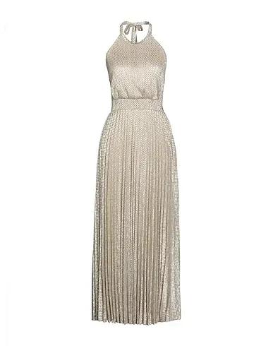 Beige Plain weave Long dress