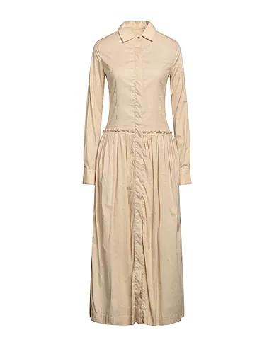 Beige Plain weave Long dress