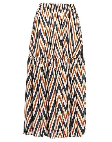 Beige Plain weave Maxi Skirts