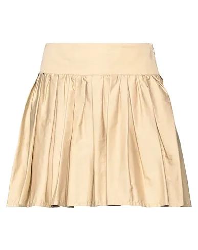 Beige Plain weave Mini skirt