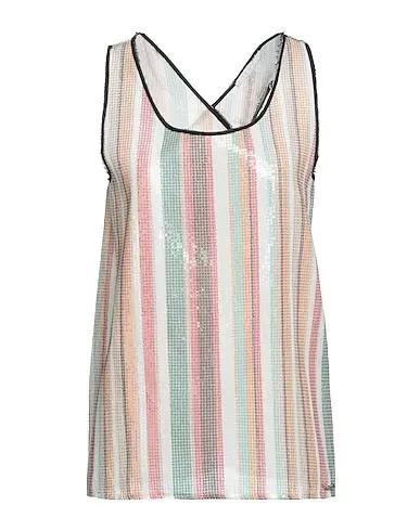 Beige Plain weave Tank top