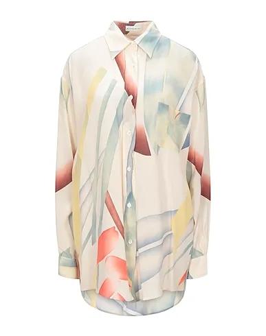 Beige Satin Patterned shirts & blouses