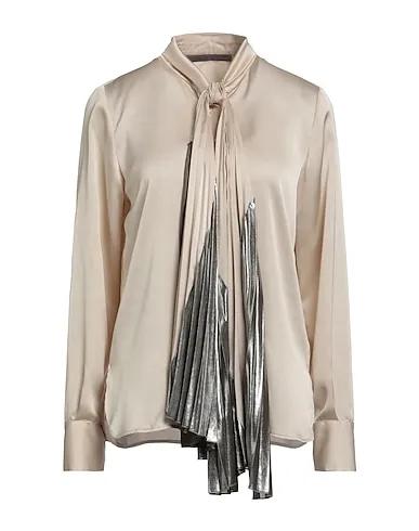 Beige Satin Shirts & blouses with bow