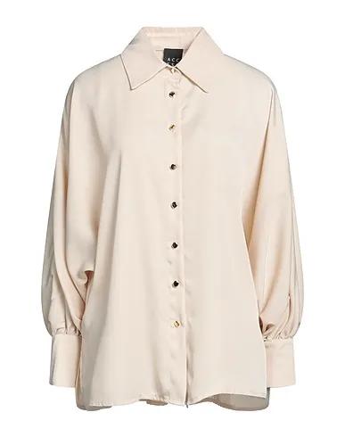 Beige Satin Solid color shirts & blouses