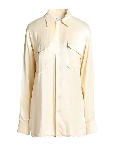 Beige Satin Solid color shirts & blouses