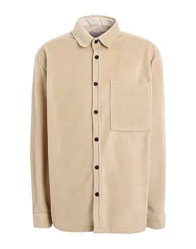 Beige Solid color shirt Topman polar fleece shirt in light stone