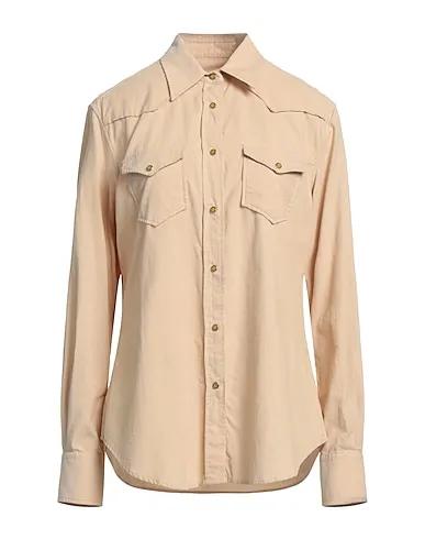 Beige Velvet Solid color shirts & blouses