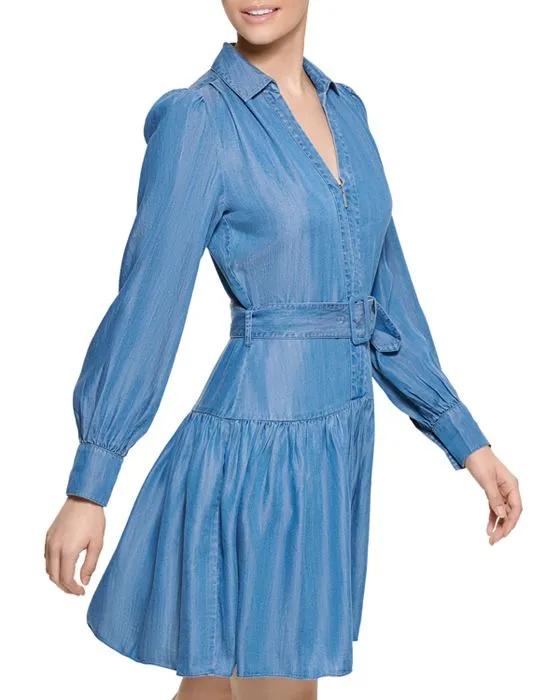 Belted Chambray Dress