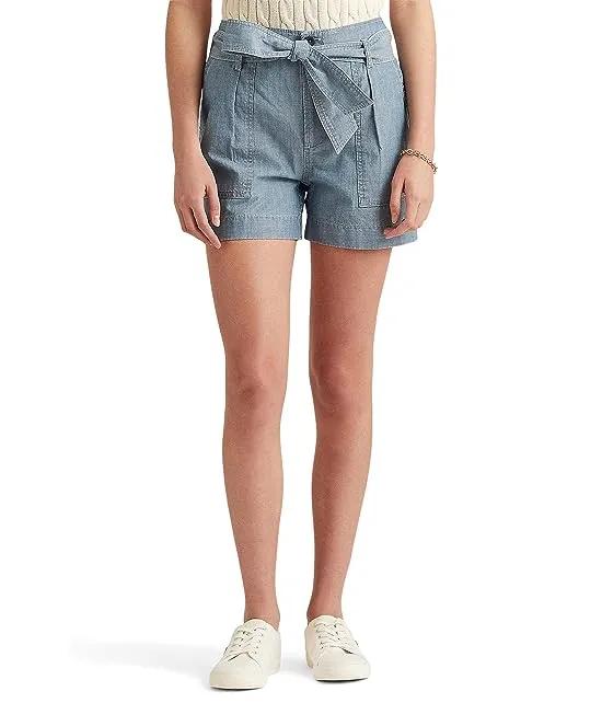 Belted Chambray Shorts
