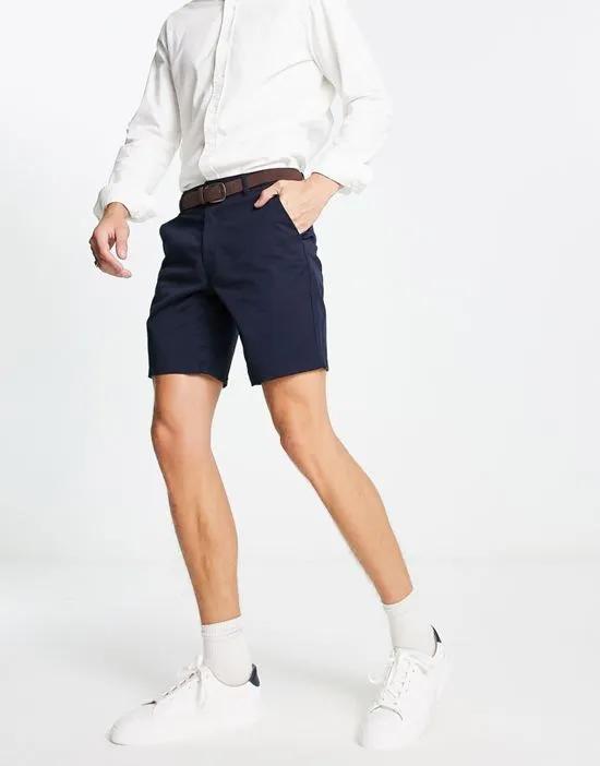 belted chino shorts in navy