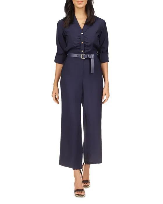 Belted Ruched Front Jumpsuit