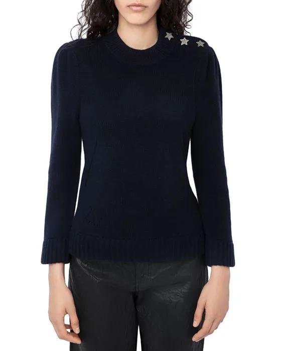 Betson Embellished Shoulder Cashmere Sweater