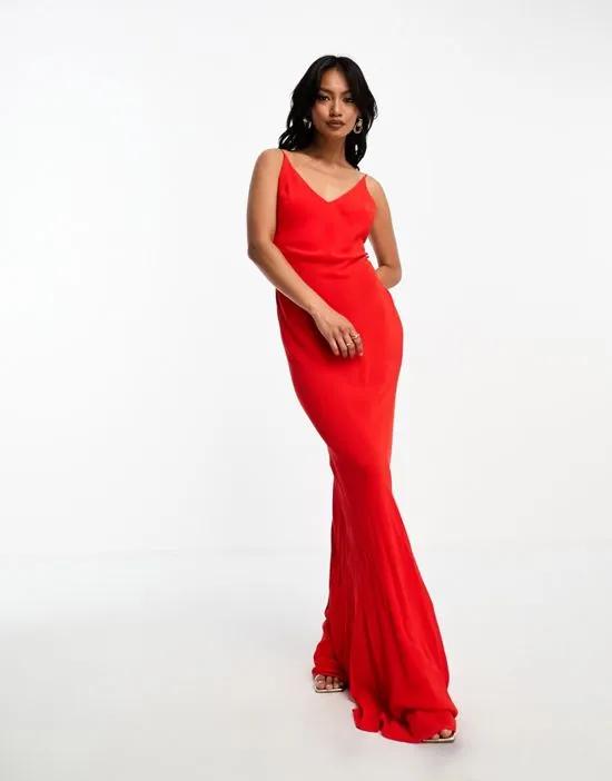 bias cami maxi dress in red