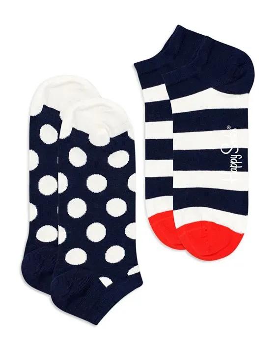 Big Dot Stripe Low Cut Socks, Pack of 2