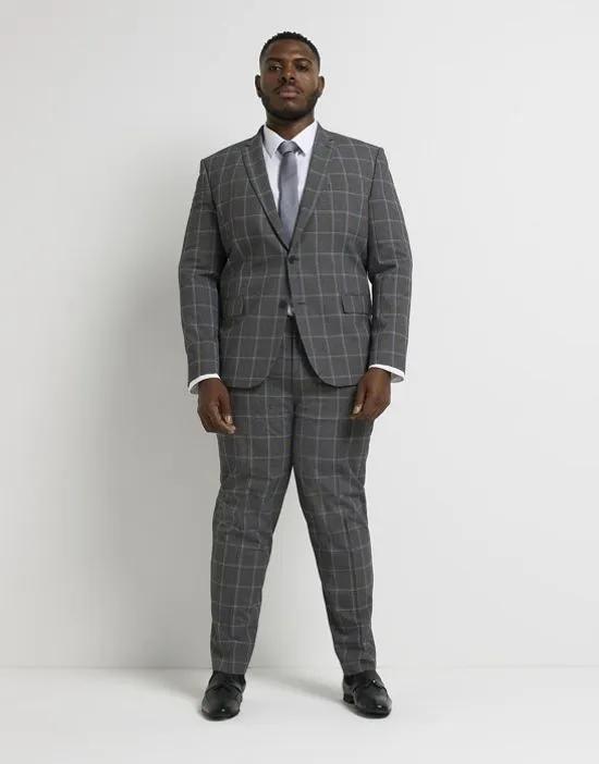 Big & Tall checked suit jacket in gray check