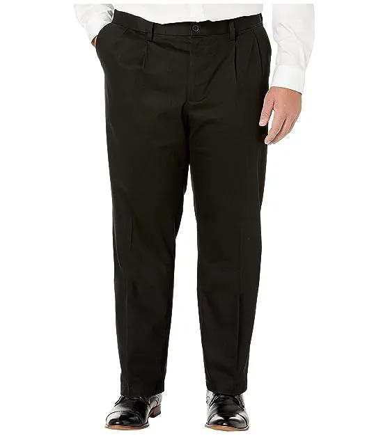 Big & Tall Classic Fit Signature Khaki Lux Cotton Stretch Pants - Pleated