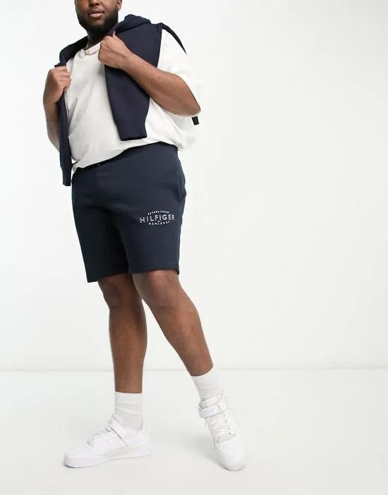 Big & Tall curve logo shorts in navy