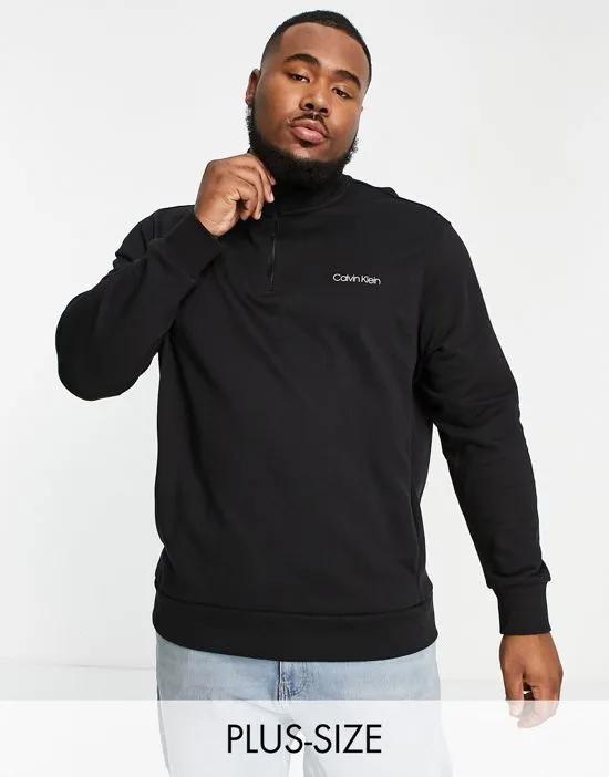 Big & Tall Exclusive to ASOS chest logo half zip sweatshirt in black