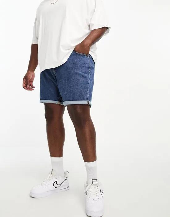 Big & Tall regular denim shorts in dark wash blue