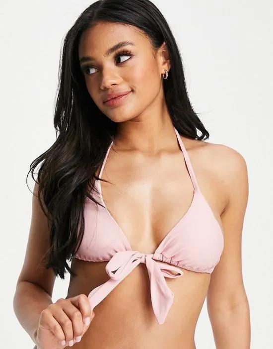 bikini top with thick tie side in rose
