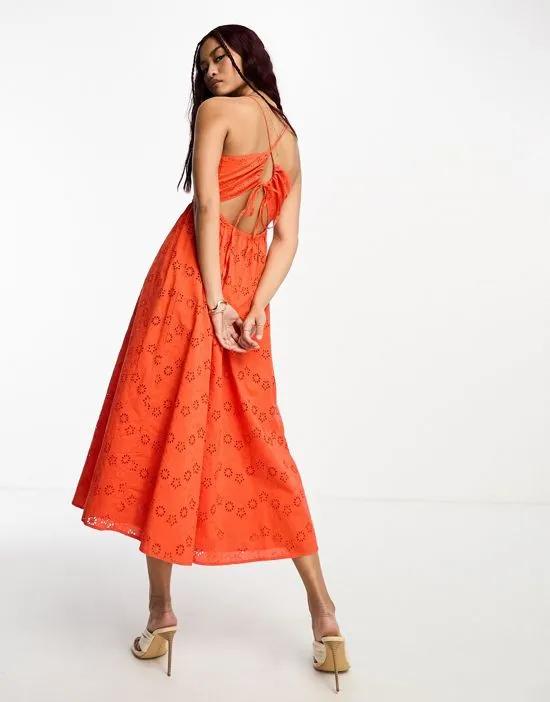 Billie cotton midi dress in red