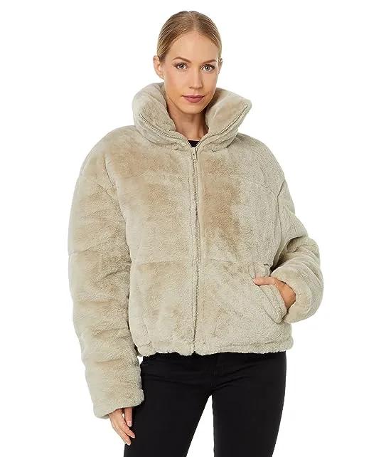 Billie Zip Front Short Faux Fur Coat
