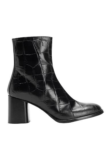 Black Ankle boot CROC PRINTED LEATHER ROUND-HEEL ANKLE BOOT

